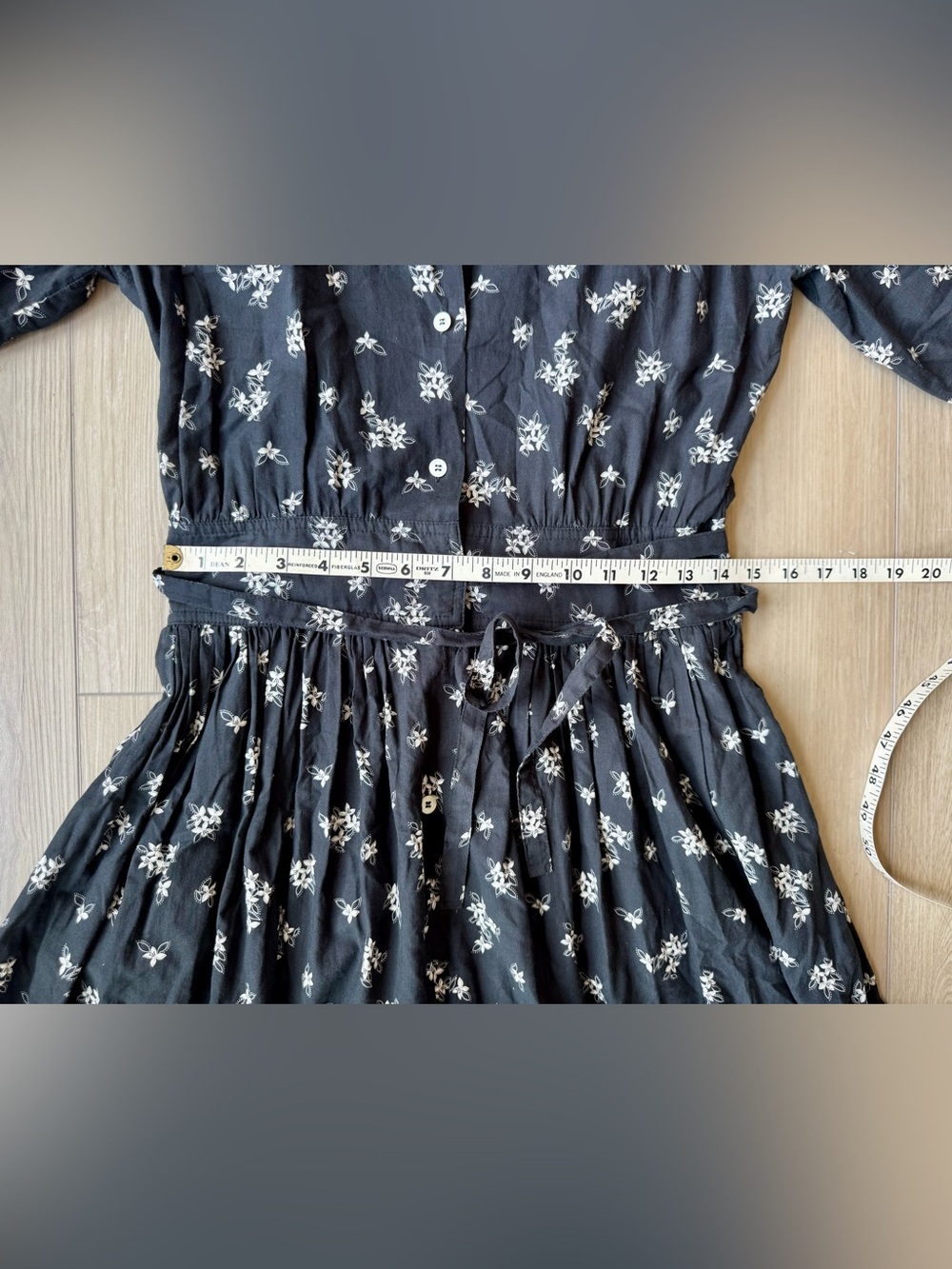Warm NYC Montessori Dress Black Floral sz 2(6-8US) Cotton Button Front Midi EUC - Picture 14 of 16